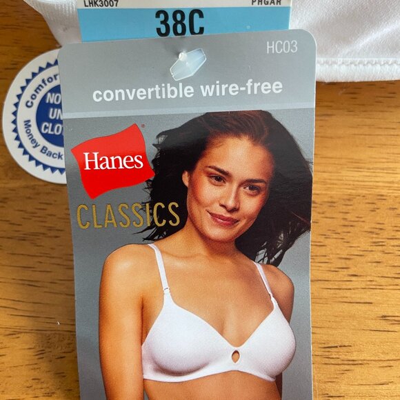 Size 38C Hanes brown convertible wire-free lightly padded bra adjustable straps - Picture 10 of 11
